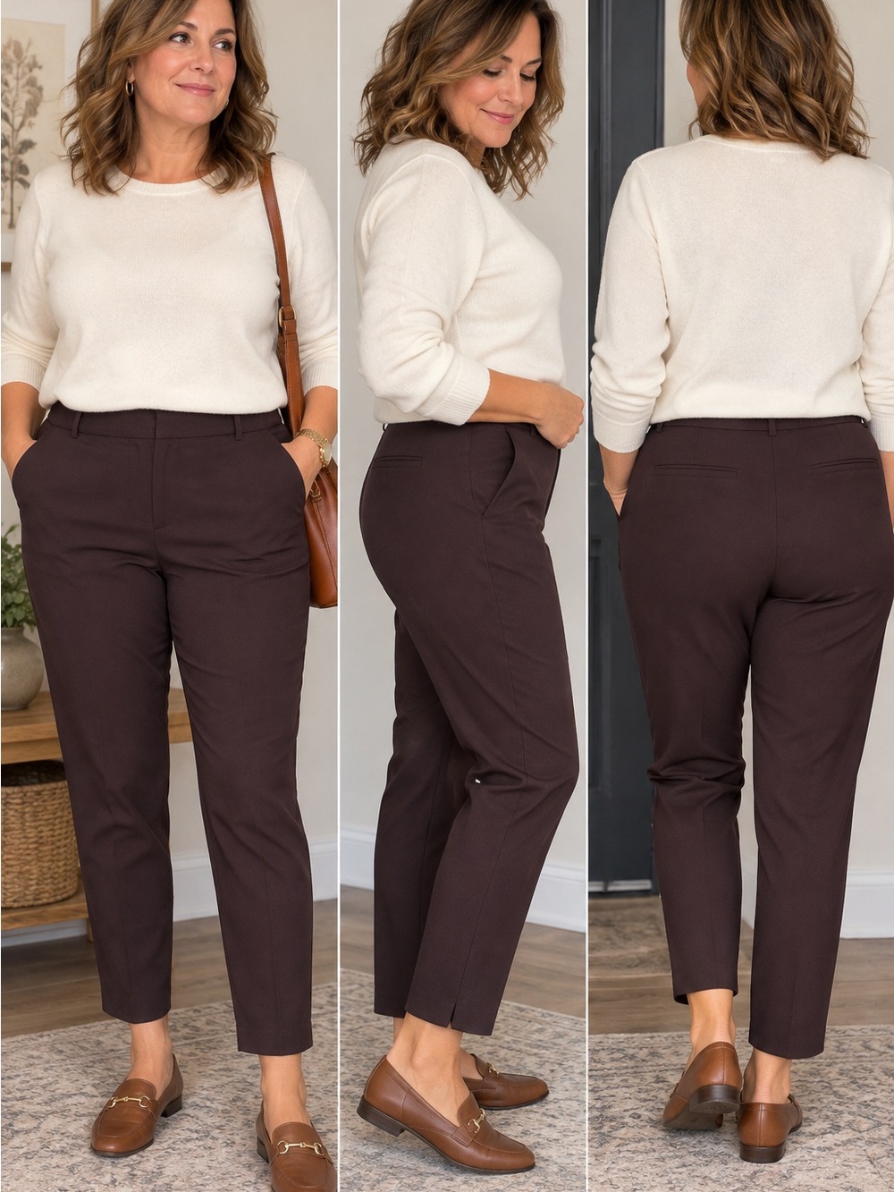 Reitmans Dark Brown Ankle Crop Pants